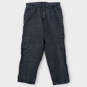 Rachel Roy Cargo Pants Womens Large Relaxed Fit Linen Gray Utility Casual Boho